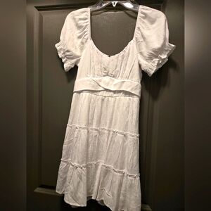 Junior Sized Large White Puff Sleeve Dress. Never Worn.